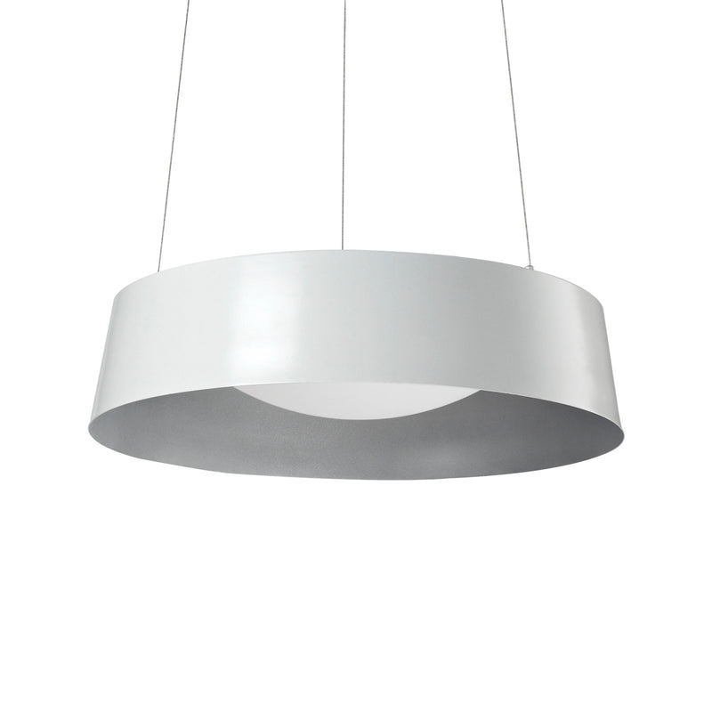 Kuzco Sampson 17in 1-Light LED Pendant | Modern White Drum with Silver Inner | Living Room & Dining Room | Model 401207WH-LED
