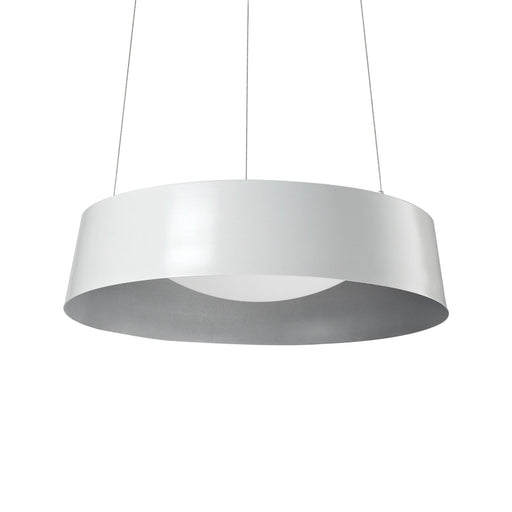 Kuzco Sampson 17in 1-Light LED Pendant | Modern White Drum with Silver Inner | Living Room & Dining Room | Model 401207WH-LED