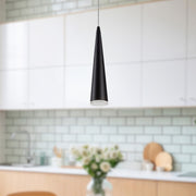 Kuzco Mina 12in 1-Light LED Pendant | Sleek Black and Clear Acrylic | Kitchen Island & Dining Room | 600lm, 3000K, Dimmable | Model 401214BK-LED