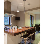 Kuzco Mina 12in 1-Light LED Pendant | Modern Brushed Nickel and Clear Acrylic Diffuser | Kitchen Island & Dining Room | Model 401214BN-LED