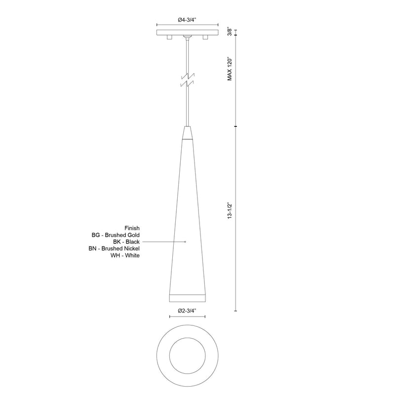 Kuzco Mina 12in 1-Light LED Pendant | Modern Brushed Nickel and Clear Acrylic Diffuser | Kitchen Island & Dining Room | Model 401214BN-LED