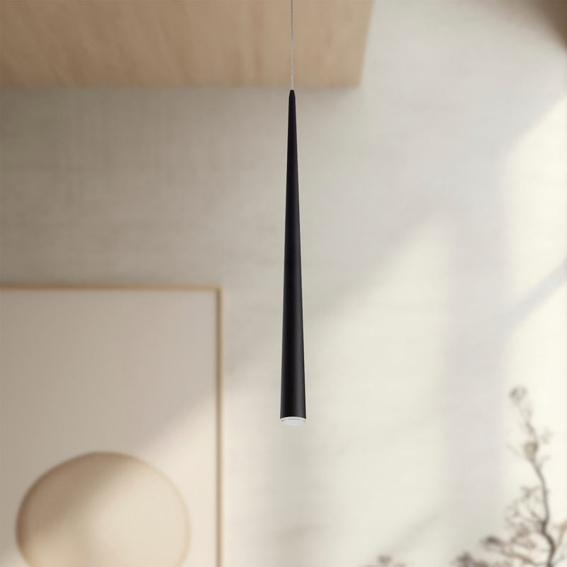 Kuzco Mina 36in 1-Light LED Pendant | Modern Black and Clear Acrylic Diffuser | Kitchen Island & Dining Room | 600lm 3000K 90CRI | Model 401216BK-LED
