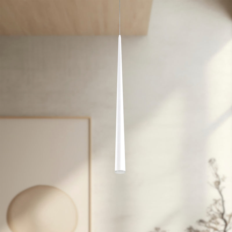 Kuzco Mina 36in LED Pendant | Sleek White Conical Acrylic Diffuser | Kitchen Island & Dining Room Linear Light | 36 x 2.75 in | Model 401216WH-LED