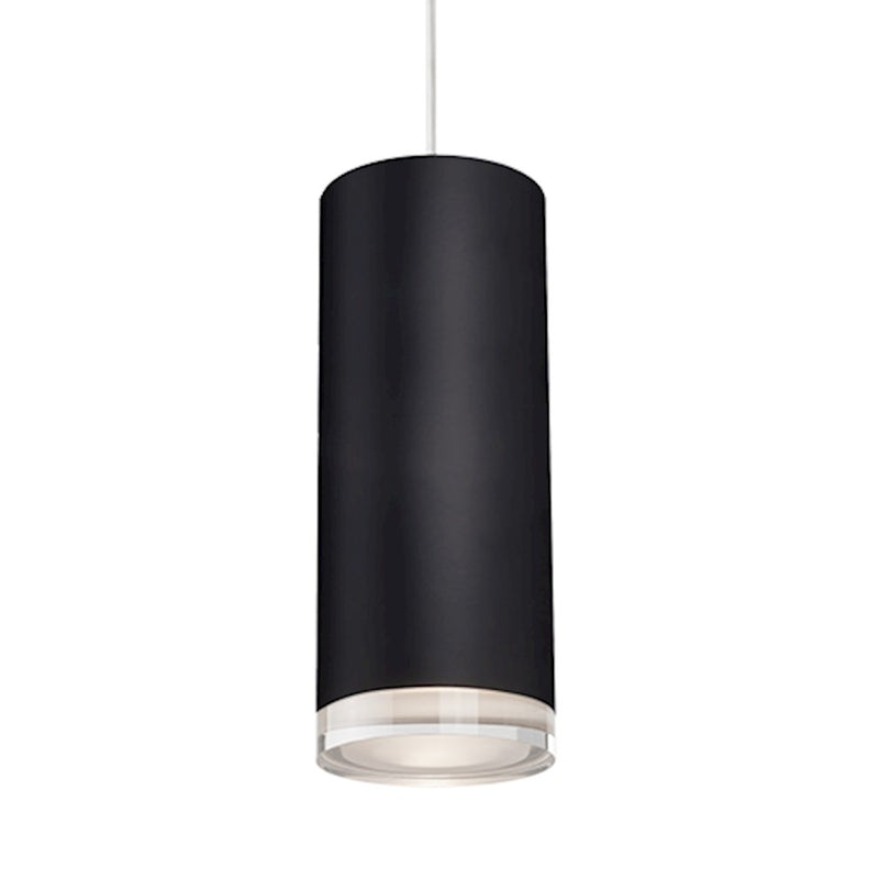 Kuzco Cameo 8in 1-Light Pendant | Black Metal and Frosted Acrylic Diffuser | Dining Room & Kitchen Island | 7.5 x 3.12 in | Model 401431BK-LED