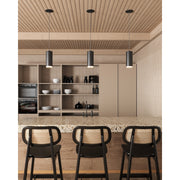 Kuzco Cameo 8in 1-Light Pendant | Black Metal and Frosted Acrylic Diffuser | Dining Room & Kitchen Island | 7.5 x 3.12 in | Model 401431BK-LED