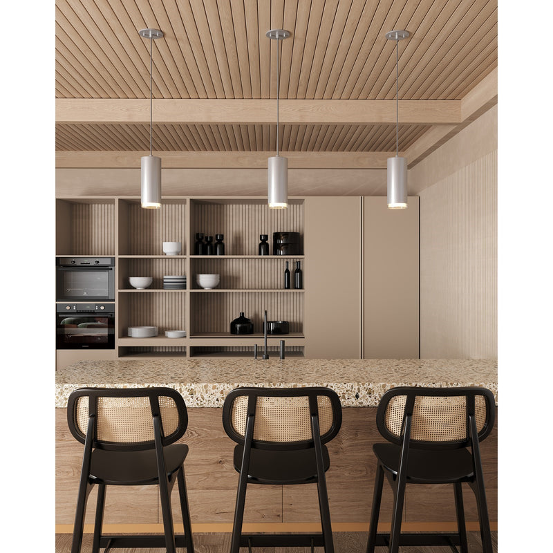 Kuzco Cameo 8in 1-Light LED Pendant | Modern Brushed Nickel and Frosted Acrylic | Kitchen Island & Dining Room | Model 401431BN-LED