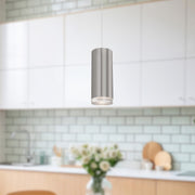 Kuzco Cameo 8in 1-Light LED Pendant | Modern Brushed Nickel and Frosted Acrylic | Kitchen Island & Dining Room | Model 401431BN-LED