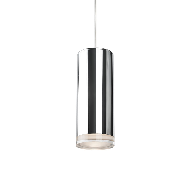 Kuzco Cameo 10in 1-Light LED Pendant | Modern Chrome Metal and Frosted Acrylic Diffuser | Kitchen Island & Dining Room | Model 401432CH-LED