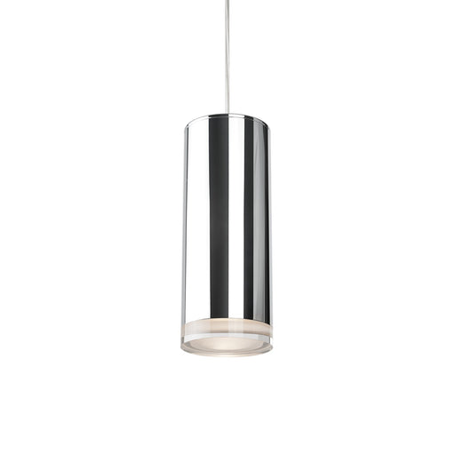 Kuzco Cameo 10in 1-Light LED Pendant | Modern Chrome Metal and Frosted Acrylic Diffuser | Kitchen Island & Dining Room | Model 401432CH-LED