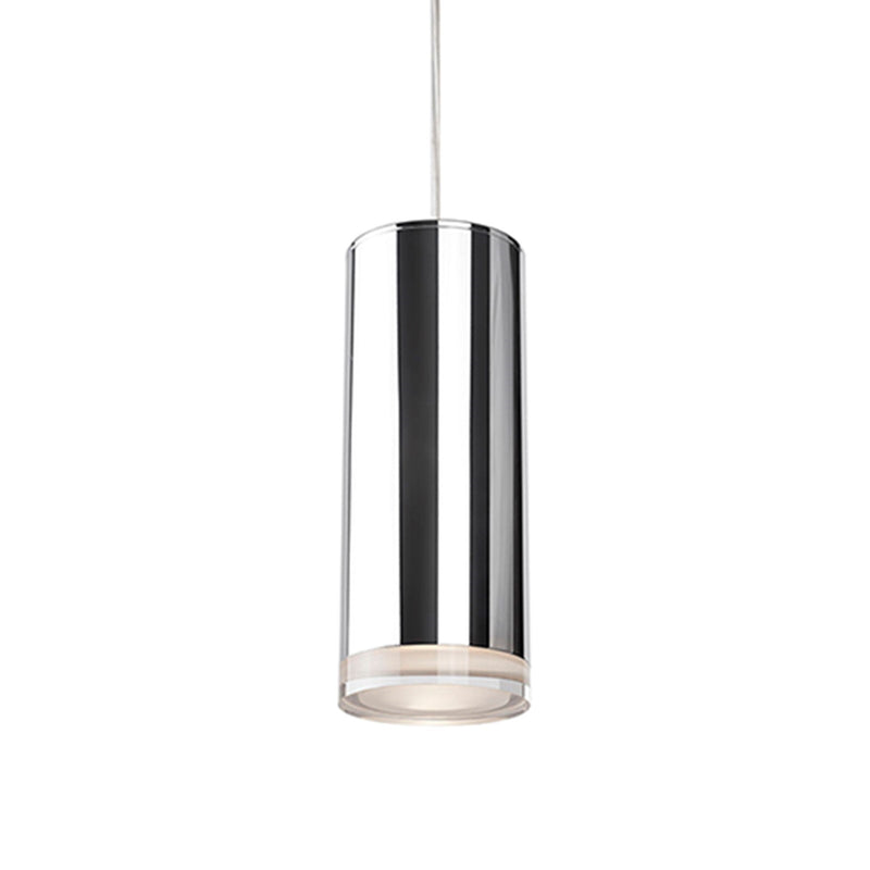 Kuzco Cameo 10in 1-Light LED Pendant | Modern Chrome Metal and Frosted Acrylic Diffuser | Kitchen Island & Dining Room | Model 401432CH-LED
