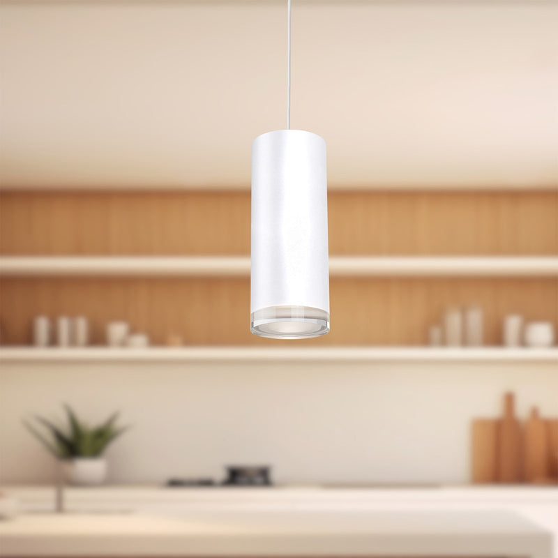 Kuzco Cameo 10in 1-Light LED Pendant | White Metal and Frosted Acrylic Diffuser | Kitchen Island & Dining Room | 10 x 4 in | Model 401432WH-LED