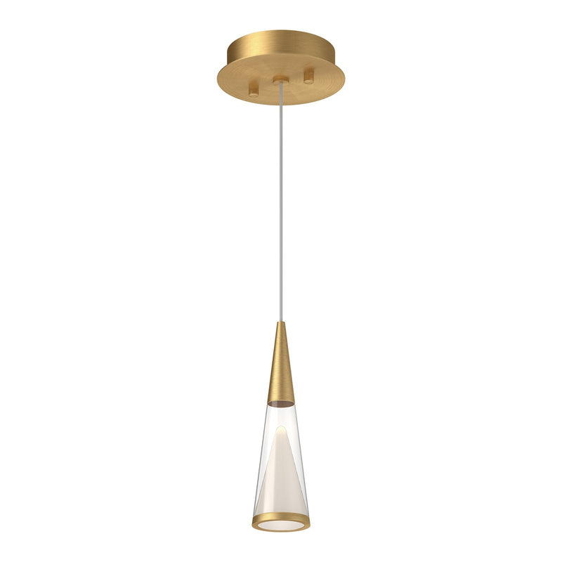 Kuzco Malabar 3in LED Pendant | Modern Brushed Gold and Frosted Acrylic | Kitchen Island & Dining Room | 400lm, 3000K, 90CRI | Model 402401BG-LED