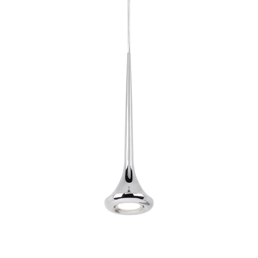 Kuzco Bach 5in 1-Light LED Pendant | Modern Chrome Metal and Acrylic Diffuser | Kitchen Island & Dining Nook | 5 x 19 in | Model 402601CH-LED