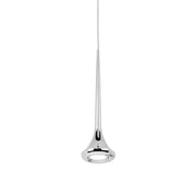 Kuzco Bach 5in 1-Light LED Pendant | Modern Chrome Metal and Acrylic Diffuser | Kitchen Island & Dining Nook | 5 x 19 in | Model 402601CH-LED