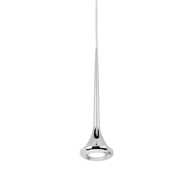 Kuzco Bach 5in 1-Light LED Pendant | Modern Chrome Metal and Acrylic Diffuser | Kitchen Island & Dining Nook | 5 x 19 in | Model 402601CH-LED