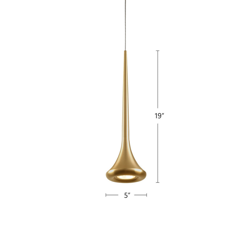 Kuzco Bach 5in 1-Light LED Pendant | Modern Chrome Metal and Acrylic Diffuser | Kitchen Island & Dining Nook | 5 x 19 in | Model 402601CH-LED