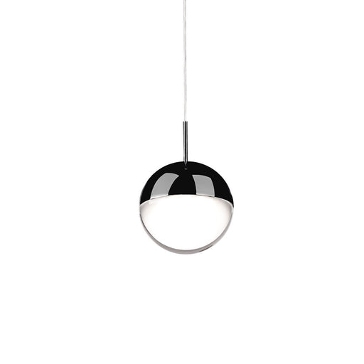 Kuzco Pluto 4in LED Pendant | Black Chrome Steel and Frosted Interior Clear Glass | Kitchen Island & Dining Room | 620lm 3000K | Model 402801BC-LED