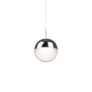 Kuzco Pluto 4in LED Pendant | Modern Chrome and Frosted Clear Glass | Kitchen Island & Dining Room | 6 x 3.88 in | Model 402801CH-LED