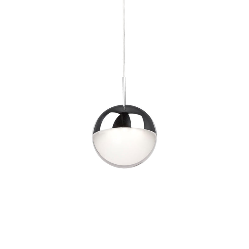 Kuzco Pluto 4in LED Pendant | Modern Chrome and Frosted Clear Glass | Kitchen Island & Dining Room | 6 x 3.88 in | Model 402801CH-LED