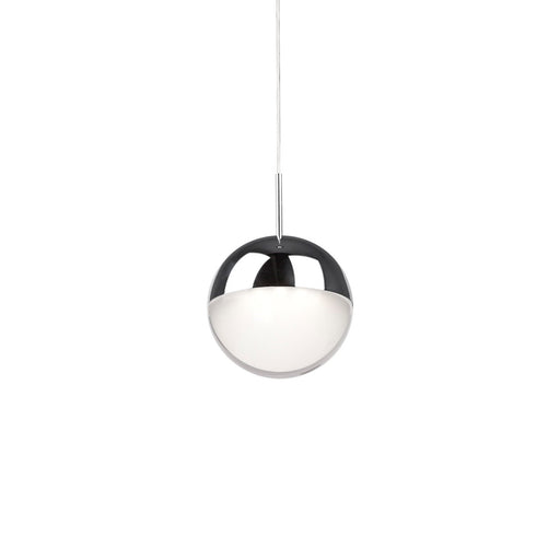 Kuzco Pluto 4in LED Pendant | Modern Chrome and Frosted Clear Glass | Kitchen Island & Dining Room | 6 x 3.88 in | Model 402801CH-LED