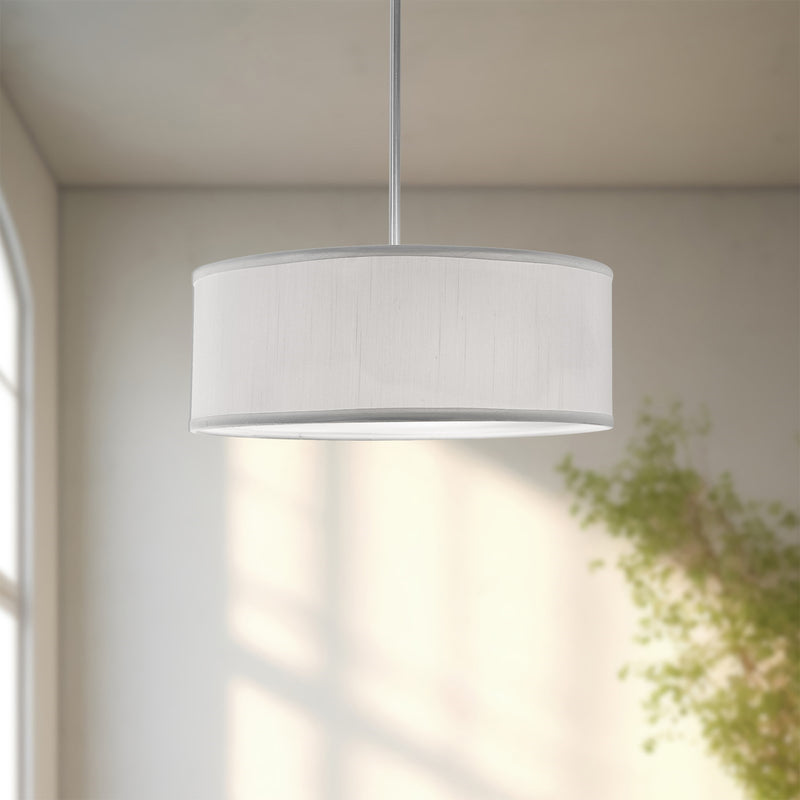 Kuzco Gregory 3-Light 20in Pendant | White Linen Shade and Acrylic Diffuser | Kitchen Island & Dining Room | 19.75 x 8 in | Model 41083W