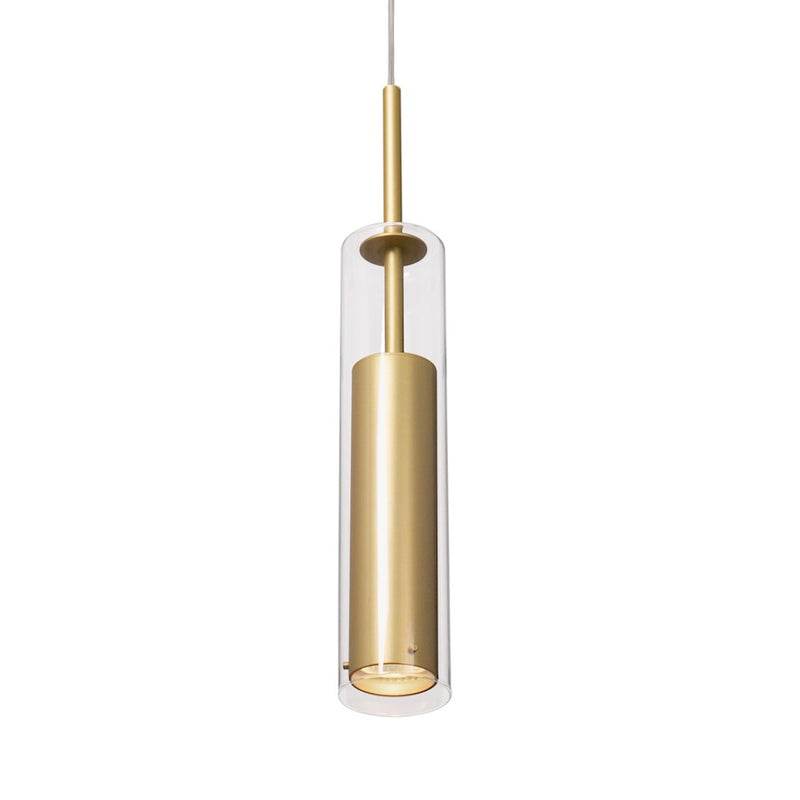Kuzco Jarvis 3in 1-Light Pendant | Modern Brushed Gold and Clear Glass | Kitchen Island & Dining Room | 12.62in H x 2.75in Dia | Model 41411-BG