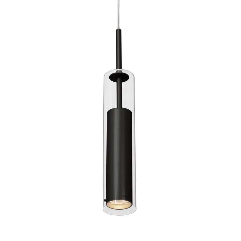 Kuzco Jarvis 1-Light 3in Pendant | Black Aluminum and Clear Glass | Dining Room & Kitchen Island | 12.62 H x 2.75 Dia | Model 41411-BK