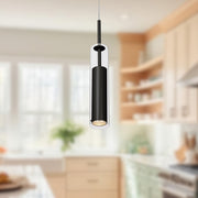 Kuzco Jarvis 1-Light 3in Pendant | Black Aluminum and Clear Glass | Dining Room & Kitchen Island | 12.62 H x 2.75 Dia | Model 41411-BK