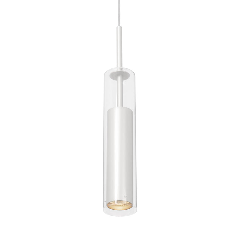Kuzco Jarvis 1-Light 3in Pendant | White and Clear Glass | Kitchen, Hallway & Entryway | 12.62 x 2.75 in | Model 41411-WH