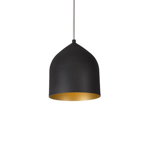 Kuzco Helena 8in 1-Light Pendant | Modern Black and Gold Spun Aluminum Shade | Kitchen Island & Dining Room | 9.25 x 7.88 in | Model 49108-BK-GD