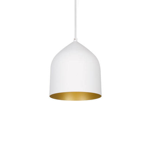 Kuzco Helena 8in 1-Light Pendant | Modern White and Gold Aluminum | Kitchen Island & Dining Room | 9.25 x 7.88 in | Model 49108-WH-GD