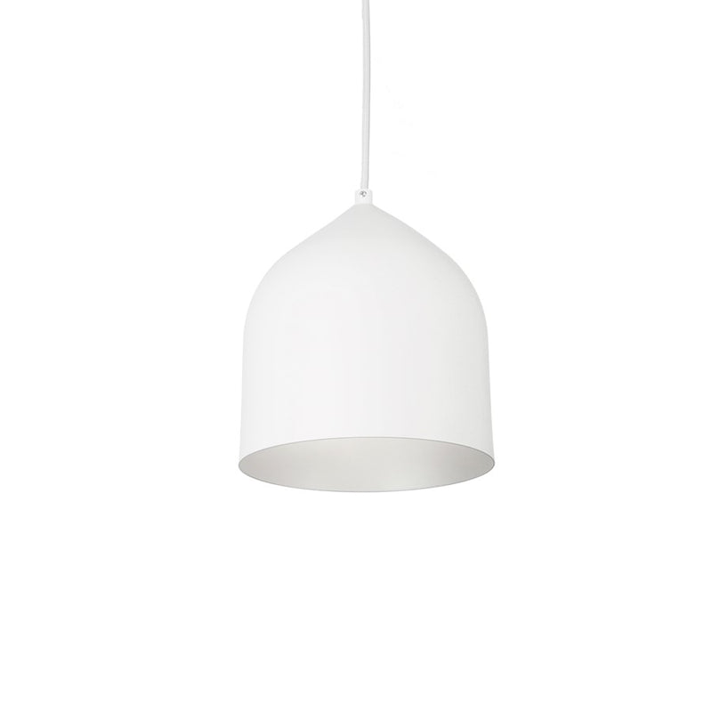 Kuzco Helena 8in 1-Light Pendant | Modern White and Silver Aluminum | Kitchen Island & Dining Room | 9 x 8 in | Model 49108-WH-SV