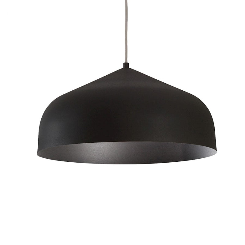 Kuzco Helena 17in 1-Light Pendant | Industrial Black/Black Spun Aluminum | Kitchen Island & Dining Room | 16.88 x 16.88 x 9.25 in | Model 49117-BK-BK