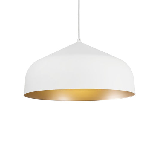 Kuzco Helena 17in 1-Light Pendant | Modern White Exterior and Gold Interior | Kitchen Island & Dining Room | 9.25 x 16.88 in | Model 49117-WH-GD