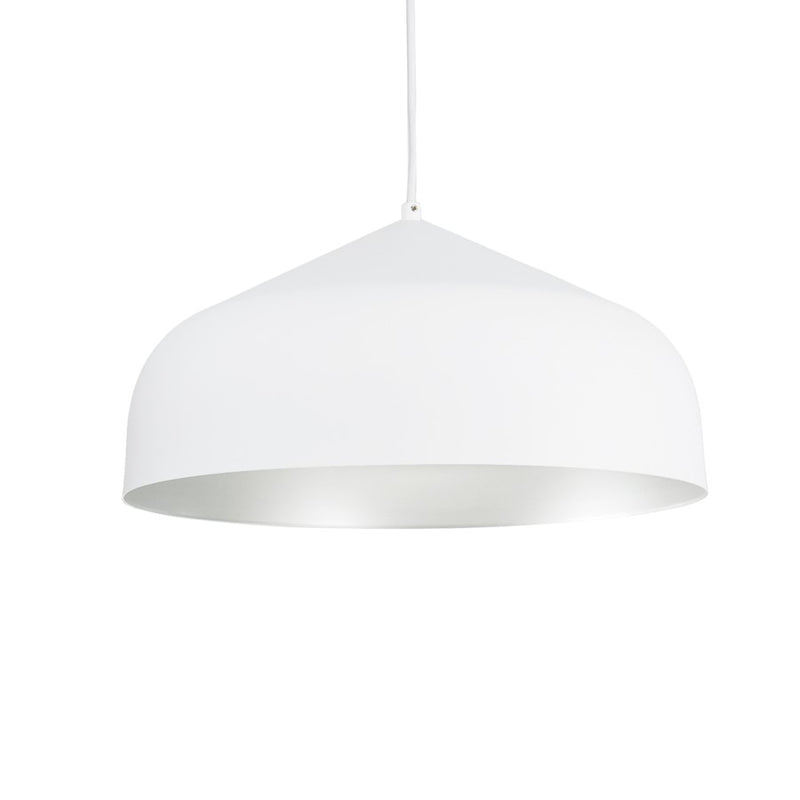 Kuzco Helena 17in 1-Light Pendant | Modern White and Silver Metal | Kitchen Island & Dining Room | 60W Incandescent Socket | Model 49117-WH-SV