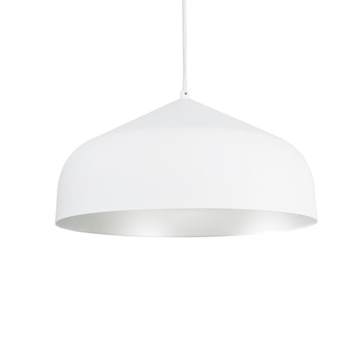 Kuzco Helena 17in 1-Light Pendant | Modern White and Silver Metal | Kitchen Island & Dining Room | 60W Incandescent Socket | Model 49117-WH-SV