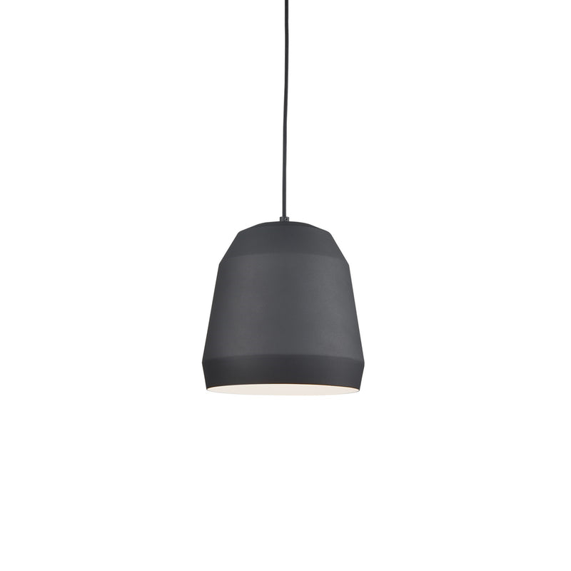 Kuzco Sedona 16in 1-Light Pendant | Modern Black Faceted Aluminum and White Interior | Kitchen Island & Dining Room | Model 492116-BK