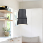 Kuzco Castor 8in 1-Light Pendant | Modern Black Aluminum with White Interior | Kitchen Island & Dining Room | Model 492208-BK