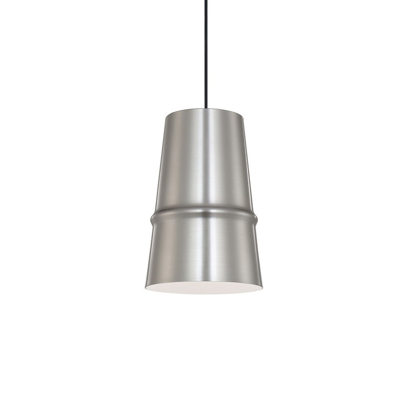 Kuzco Castor 8in 1-Light Pendant | Modern Brushed Nickel and White Interior | Kitchen Island & Dining Room | 60W Incandescent Socket | Model 492208-BN