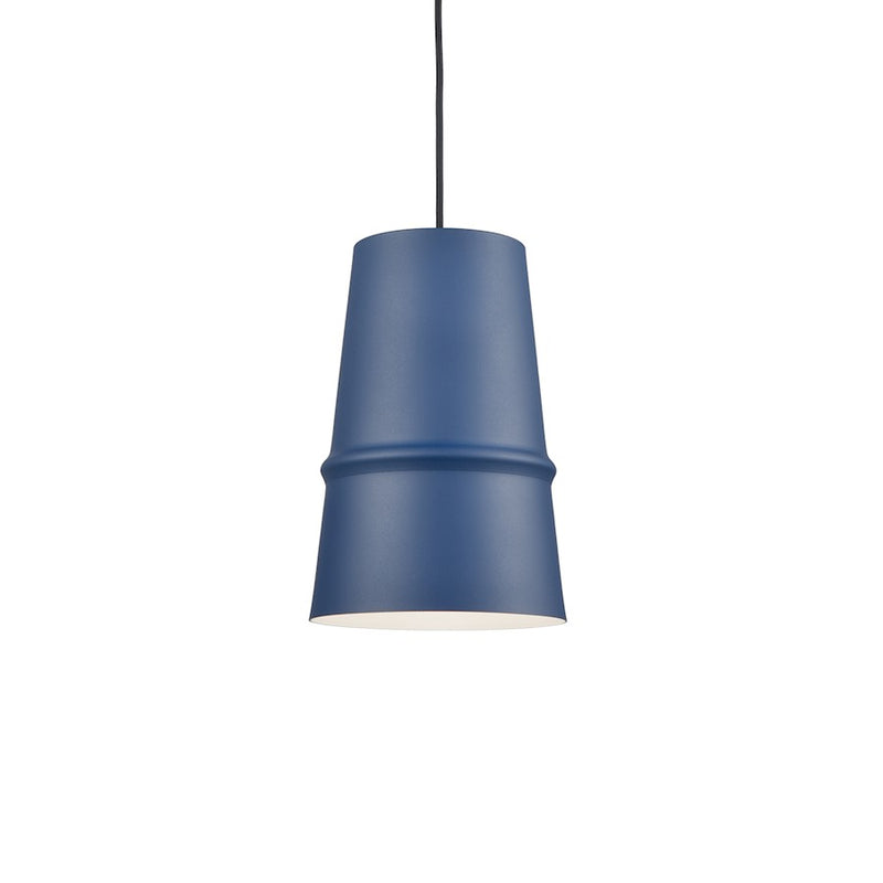 Kuzco Castor 8in 1-Light Pendant | Modern Indigo Blue Conical Aluminum Shade | Kitchen Island & Dining Room | 12in H x 8in Dia | Model 492208-IB