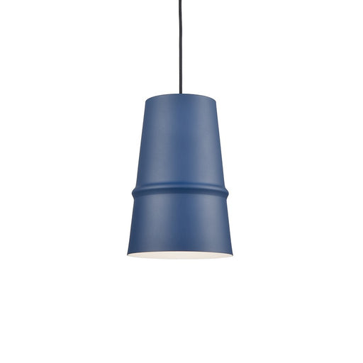 Kuzco Castor 8in 1-Light Pendant | Modern Indigo Blue Conical Aluminum Shade | Kitchen Island & Dining Room | 12in H x 8in Dia | Model 492208-IB