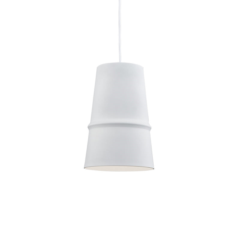 Kuzco Castor 8in 1-Light Pendant | Modern White Aluminum and Matte White Interior | Kitchen Island & Dining Room | 12 in H | Model 492208-WH