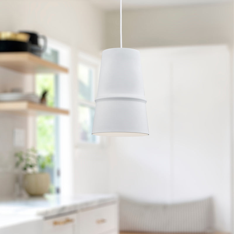 Kuzco Castor 8in 1-Light Pendant | Modern White Aluminum and Matte White Interior | Kitchen Island & Dining Room | 12 in H | Model 492208-WH