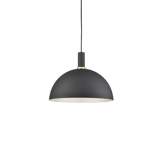 Kuzco Archibald 16in 1-Light Pendant | Industrial Black with Gold Detail and White Interior | Kitchen Island & Dining Room | Model 492316-BK-GD