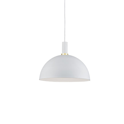 Kuzco Archibald 16in 1-Light Pendant | Modern White and Gold Detail Aluminum Shade | Kitchen Island & Dining Room | 60W | Model 492316-WH-GD
