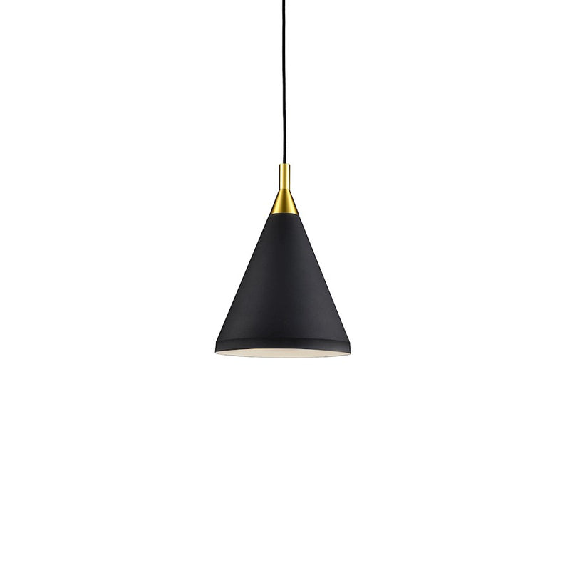 Kuzco Dorothy 10in 1-Light Pendant | Black with Gold Detail Aluminum | Kitchen Island & Dining Room | 14 x 10 in | Model 492710-BK-GD