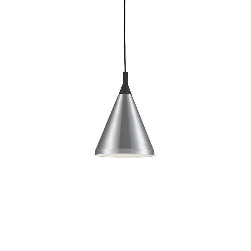 Kuzco Dorothy 10in 1-Light Pendant | Brushed Nickel with Black Detail Aluminum | Kitchen Island & Dining Room | Model 492710-BN-BK