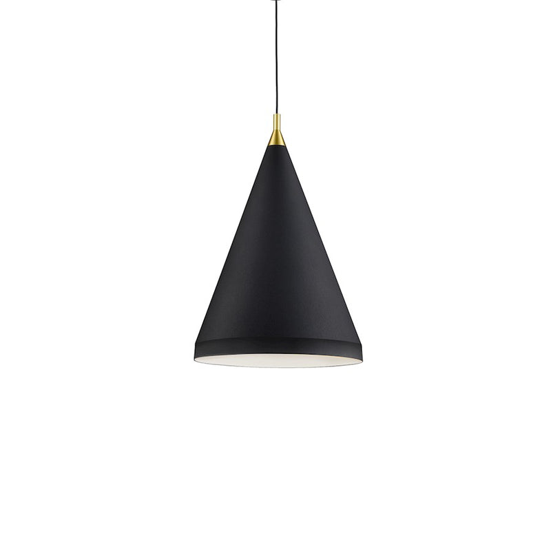 Kuzco Dorothy 16in 1-Light Pendant | Black with Gold Detail Aluminum | Kitchen Island & Dining Room | 24in H | Model 492716-BK-GD