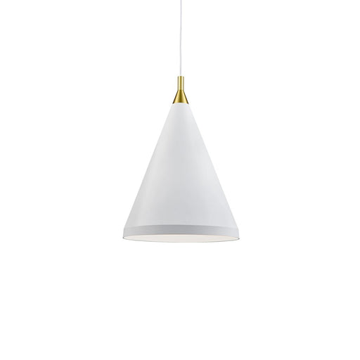 Kuzco Dorothy 16in 1-Light Pendant | White Aluminum with Gold Detail | Kitchen Island & Dining Room | 24 x 16 in | Model 492716-WH-GD