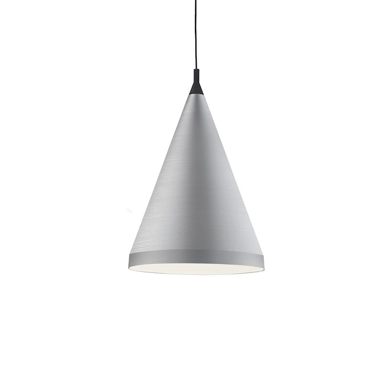 Kuzco Dorothy 22in 1-Light Pendant | Brushed Nickel with Black Detail Aluminum Shade | Kitchen Island & Dining Room | 32 x 22 in | Model 492722-BN-BK